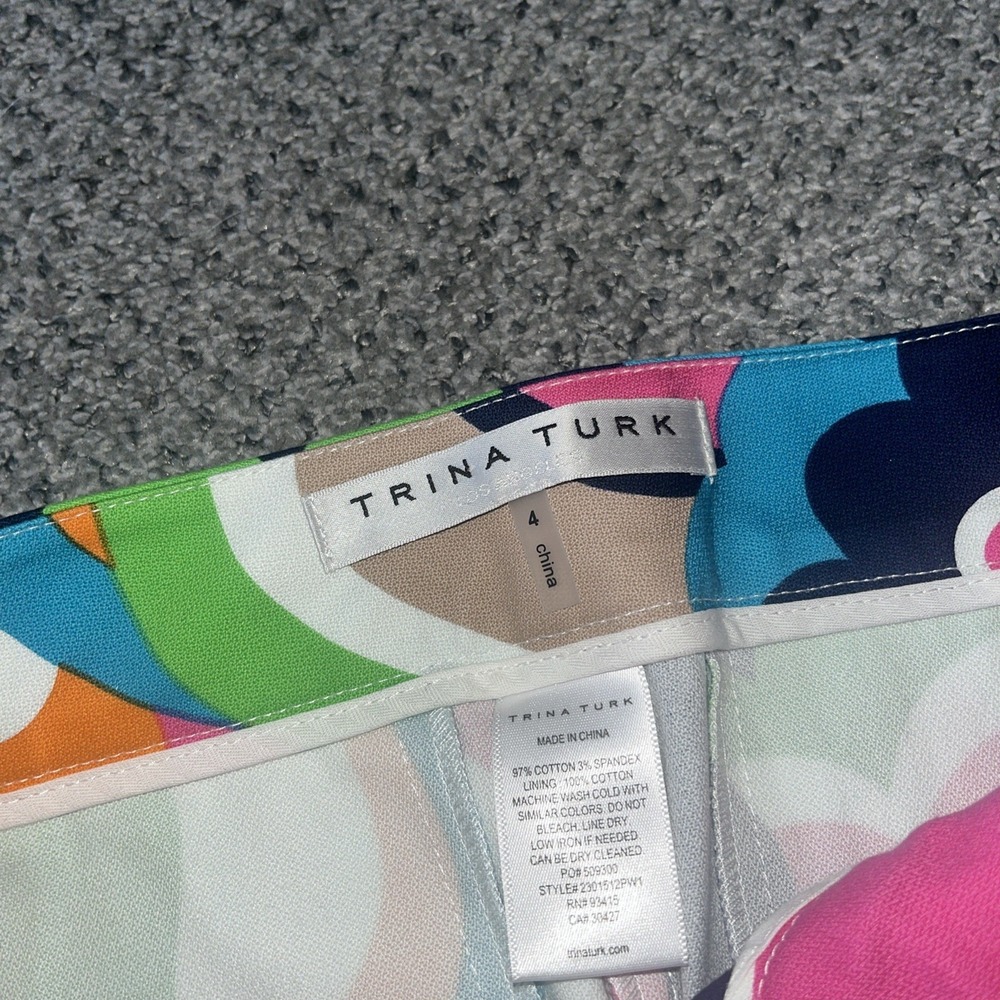 New Trina Turk Moss 2 Slim Cropped Pants. Floral Cloud. Size 4. - Picture 7 of 7
